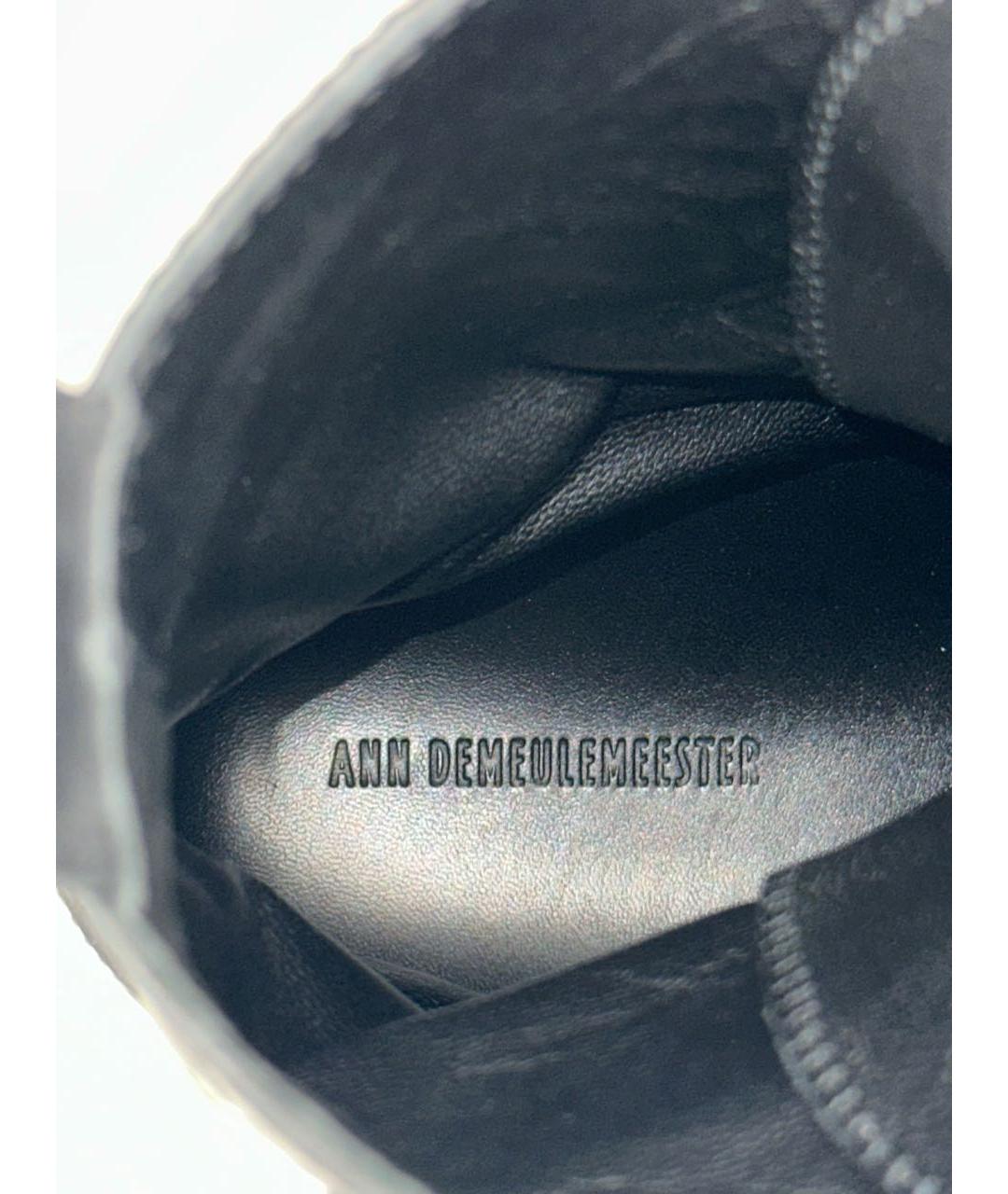 ANN DEMEULEMEESTER Черные кожаные высокие кроссовки / кеды, фото 4