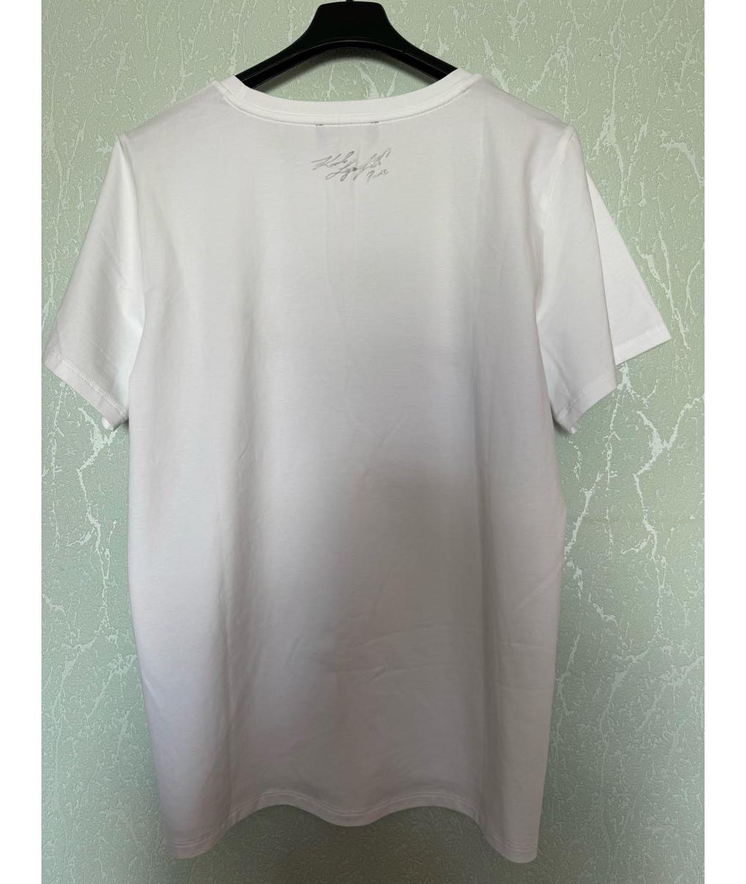 KARL LAGERFELD Белая хлопко-эластановая футболка, фото 2
