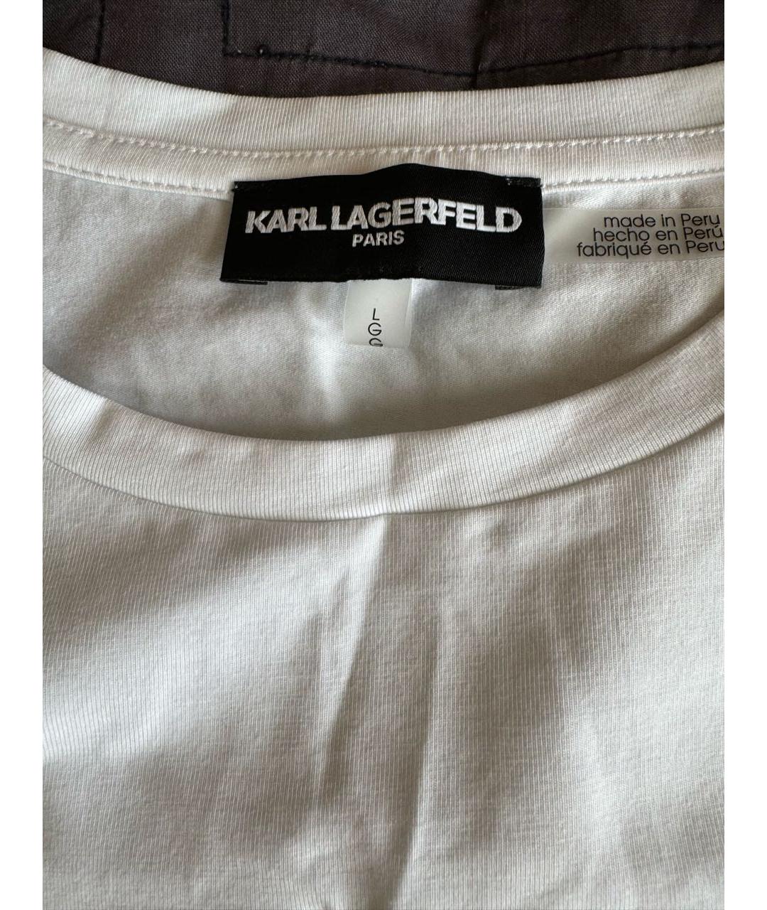 KARL LAGERFELD Белая хлопко-эластановая футболка, фото 3