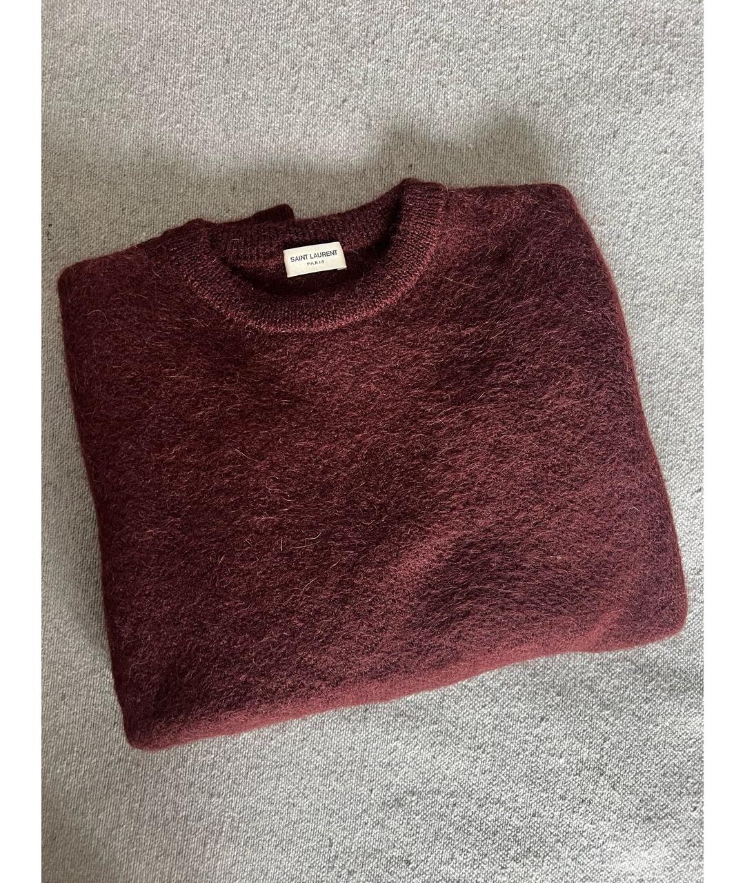SAINT LAURENT Бордовый шерстяной джемпер / свитер, фото 4