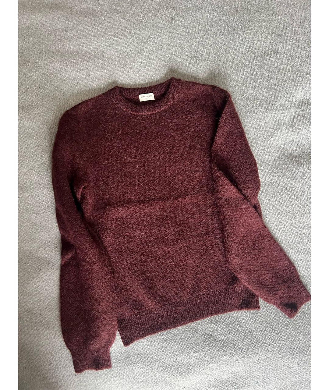 SAINT LAURENT Бордовый шерстяной джемпер / свитер, фото 8
