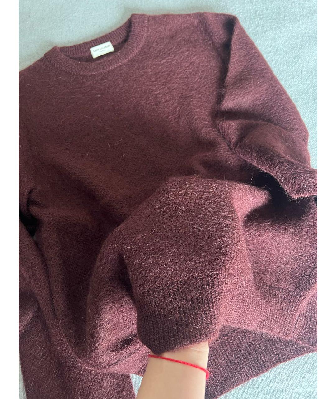 SAINT LAURENT Бордовый шерстяной джемпер / свитер, фото 3