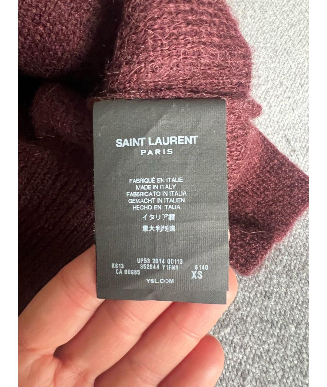 SAINT LAURENT Бордовый шерстяной джемпер / свитер, фото 5