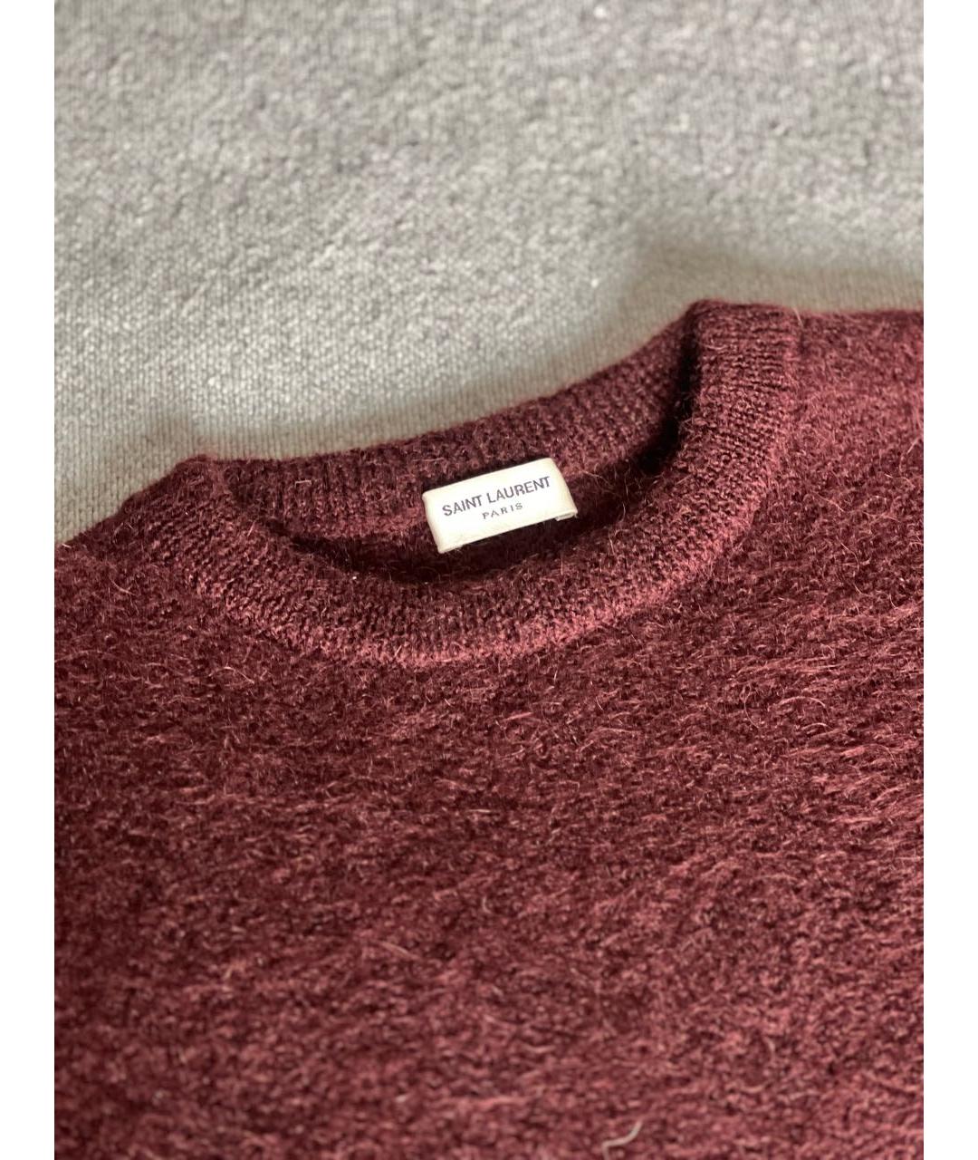 SAINT LAURENT Бордовый шерстяной джемпер / свитер, фото 2