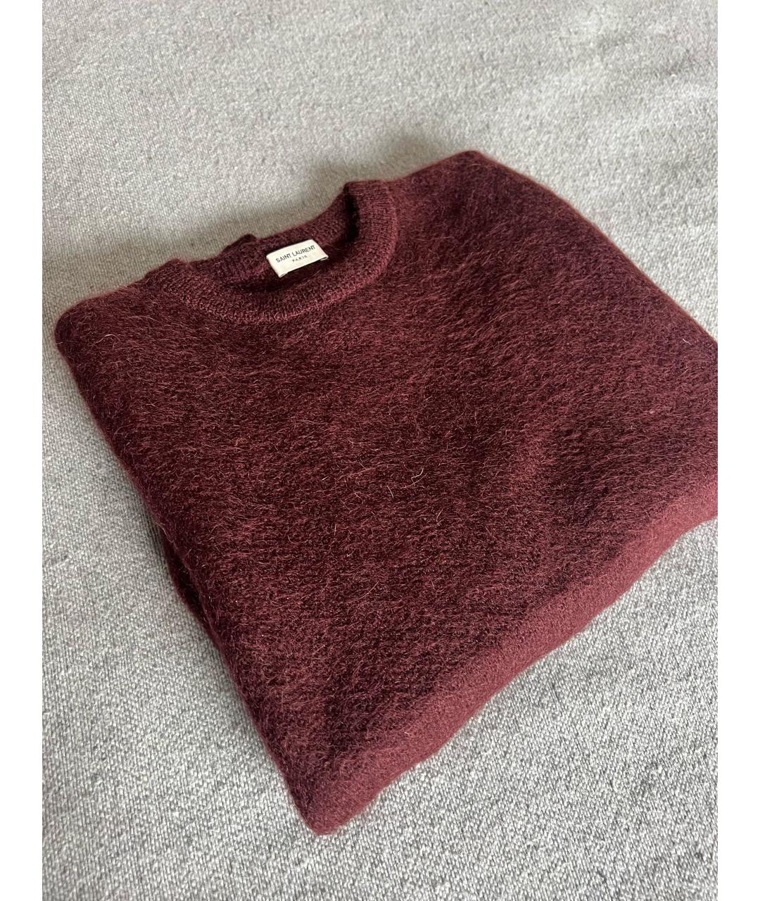 SAINT LAURENT Бордовый шерстяной джемпер / свитер, фото 7