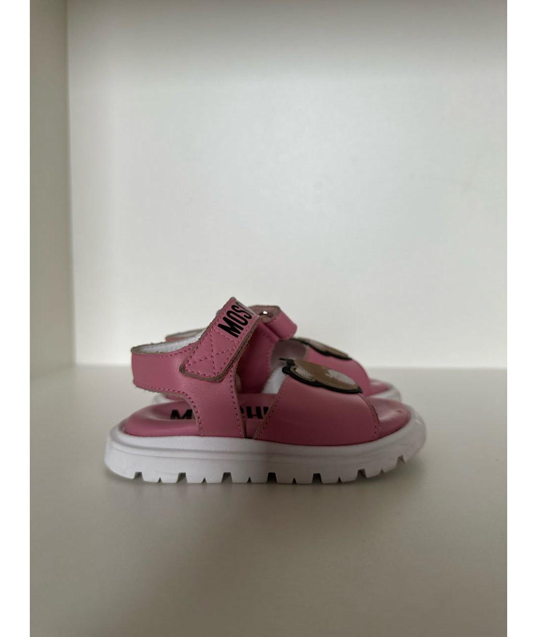 MOSCHINO KIDS Розовые кожаные сандалии и шлепанцы, фото 5
