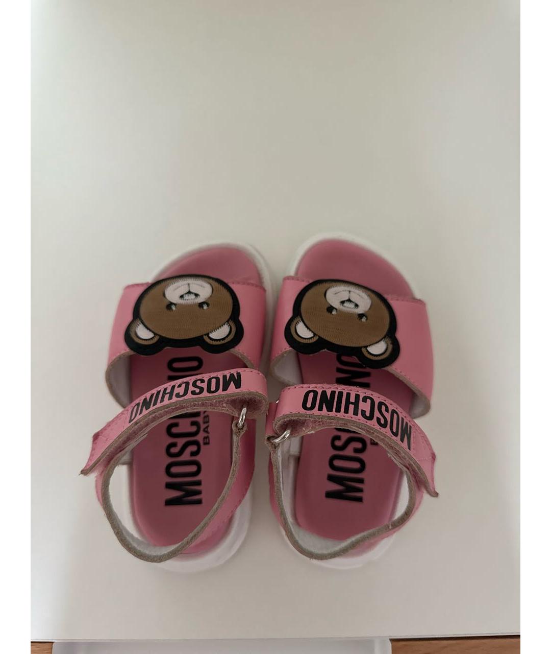 MOSCHINO KIDS Розовые кожаные сандалии и шлепанцы, фото 2