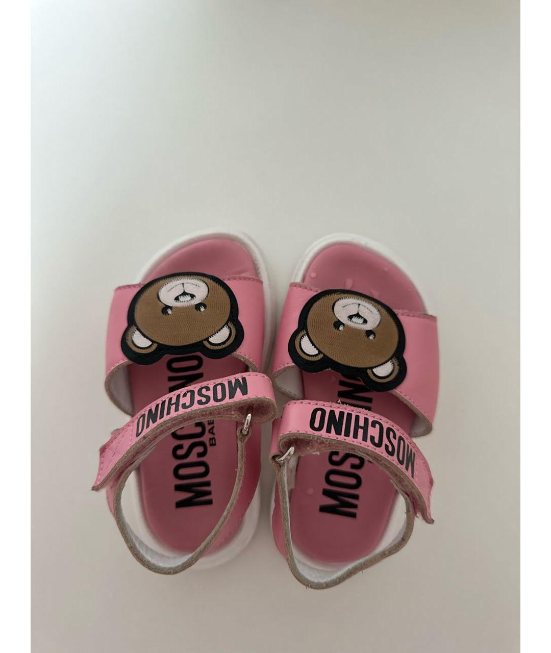 MOSCHINO KIDS Розовые кожаные сандалии и шлепанцы, фото 3