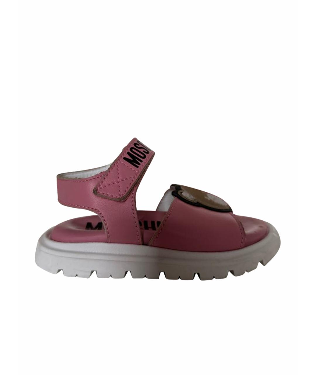 MOSCHINO KIDS Розовые кожаные сандалии и шлепанцы, фото 1