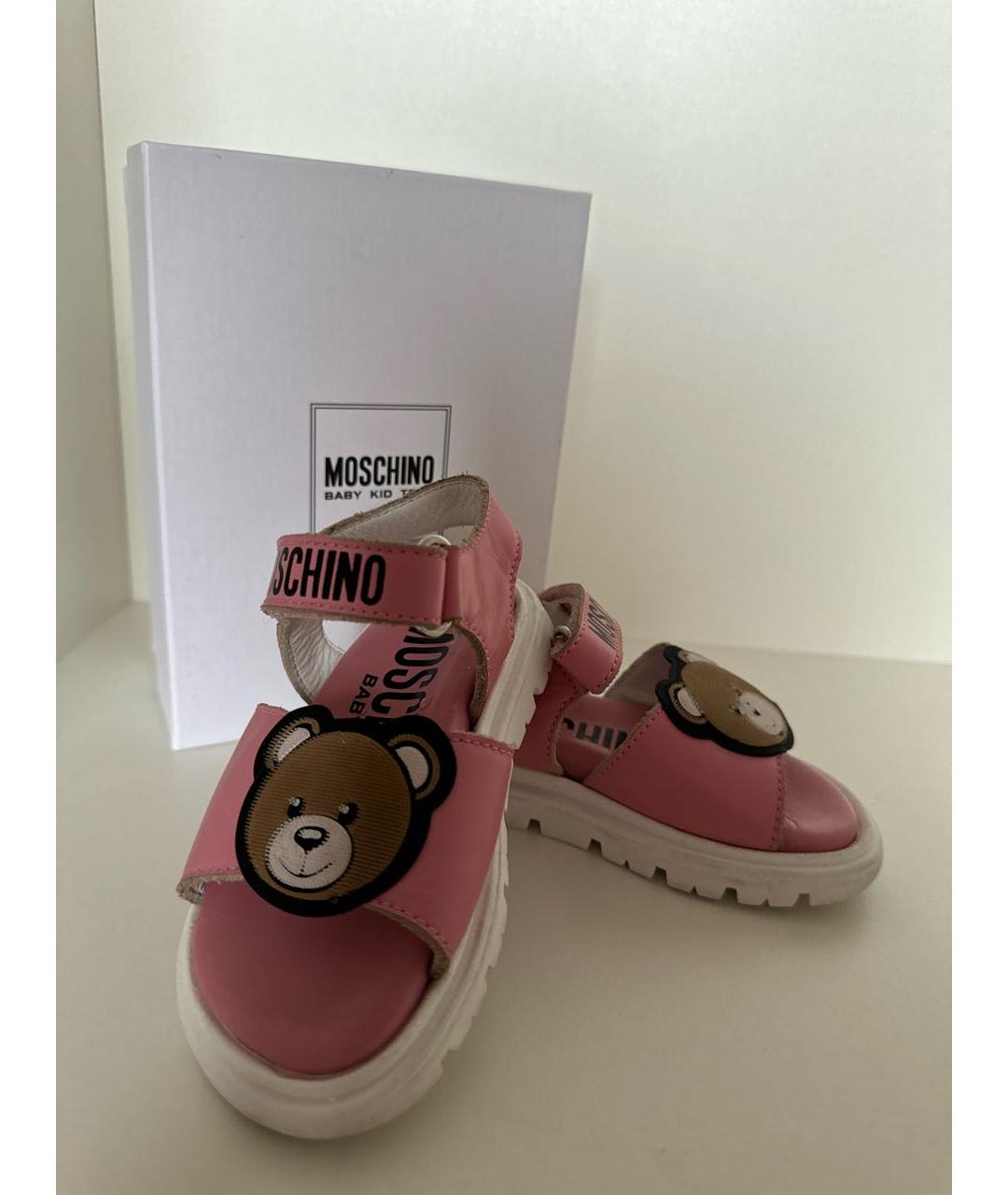 MOSCHINO KIDS Розовые кожаные сандалии и шлепанцы, фото 4