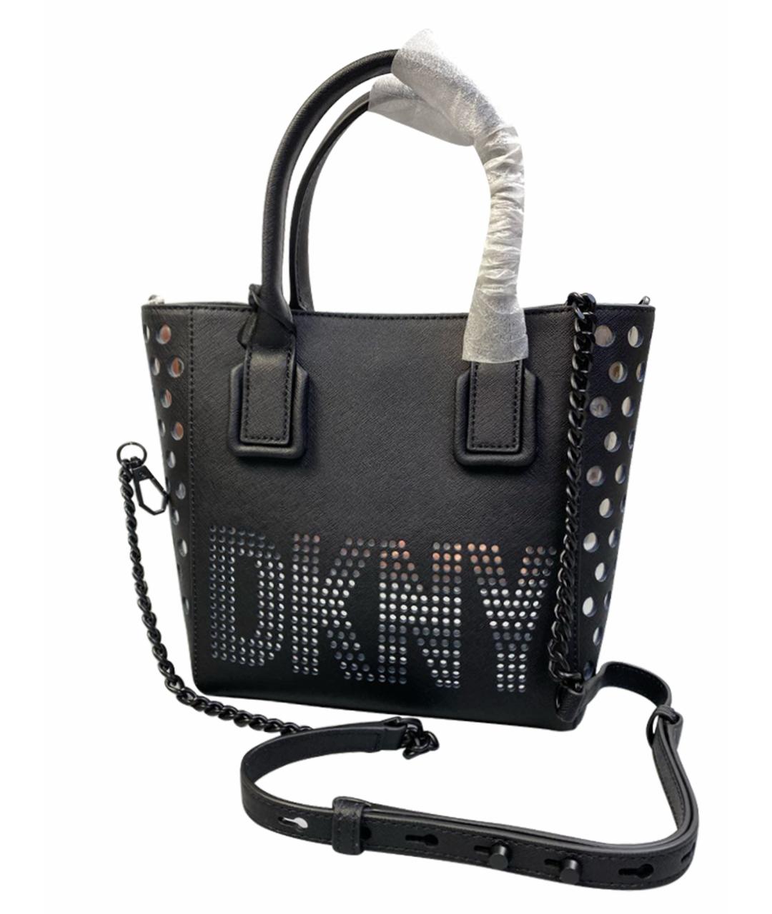 DKNY Черная кожаная сумка с короткими ручками, фото 1