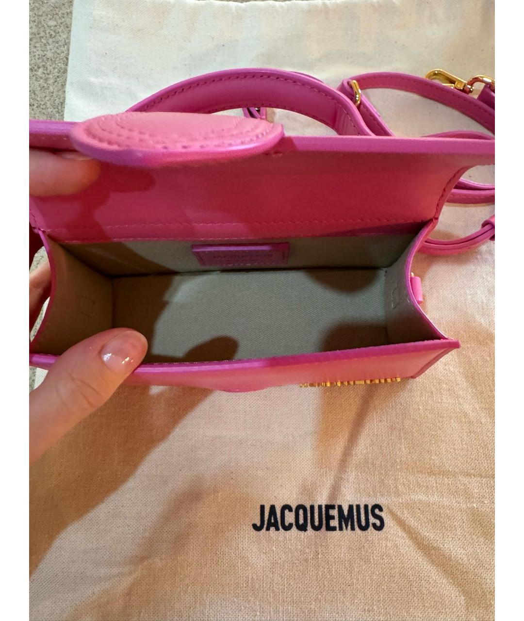 JACQUEMUS Розовая кожаная сумка через плечо, фото 4