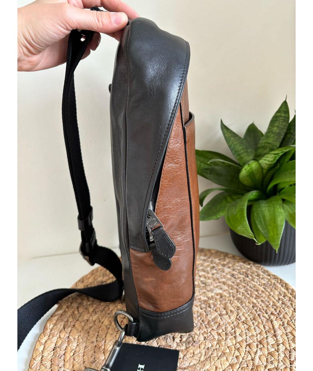 COACH Коричневая кожаная сумка на плечо, фото 2