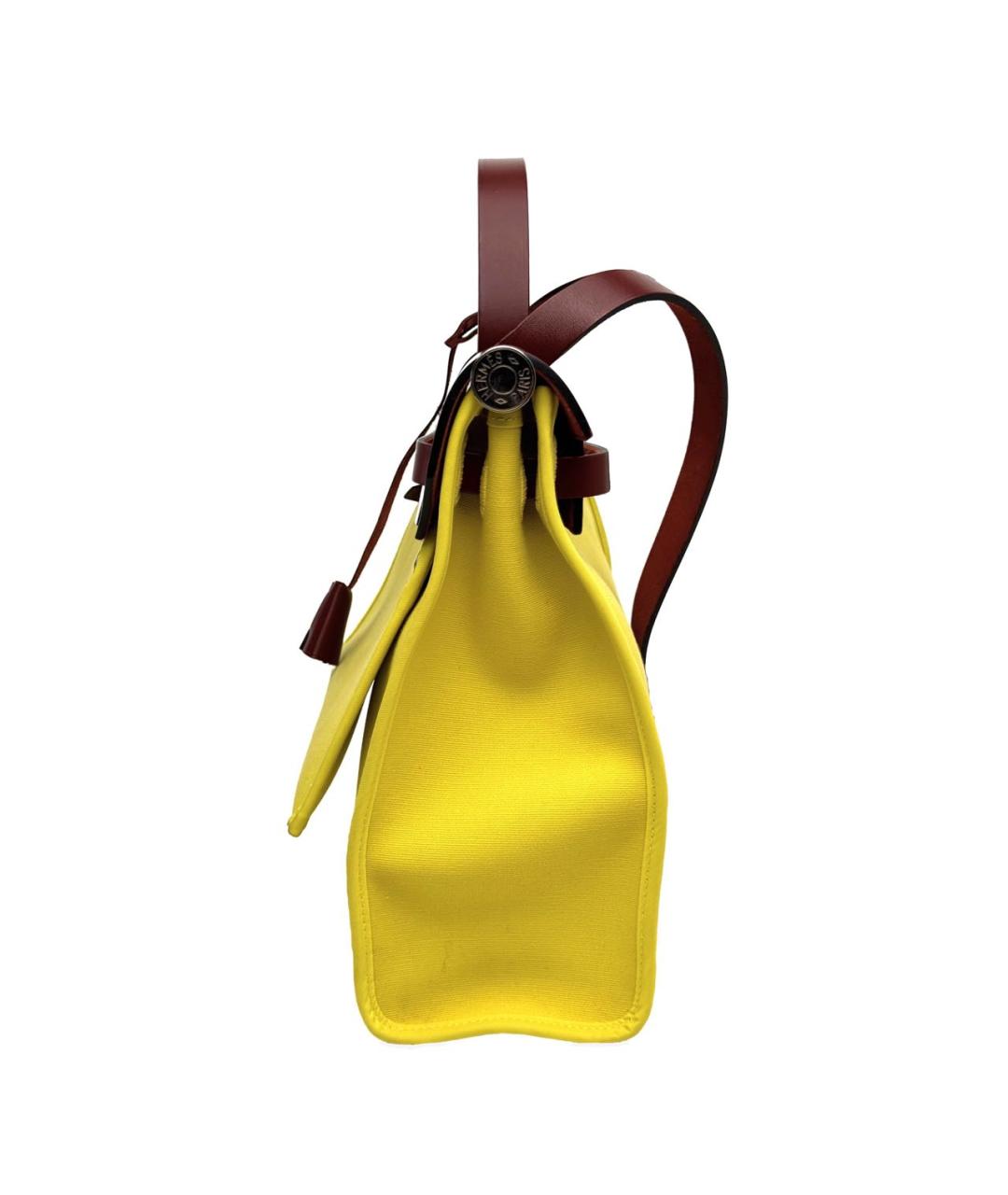HERMES PRE-OWNED Желтая тканевая сумка с короткими ручками, фото 4