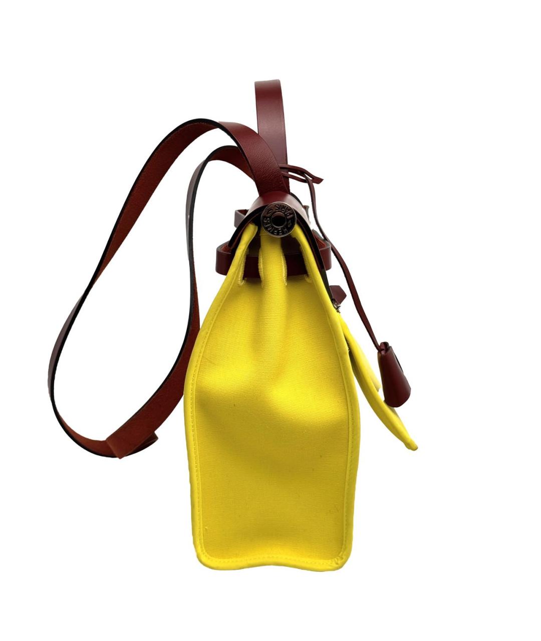 HERMES PRE-OWNED Желтая тканевая сумка с короткими ручками, фото 3