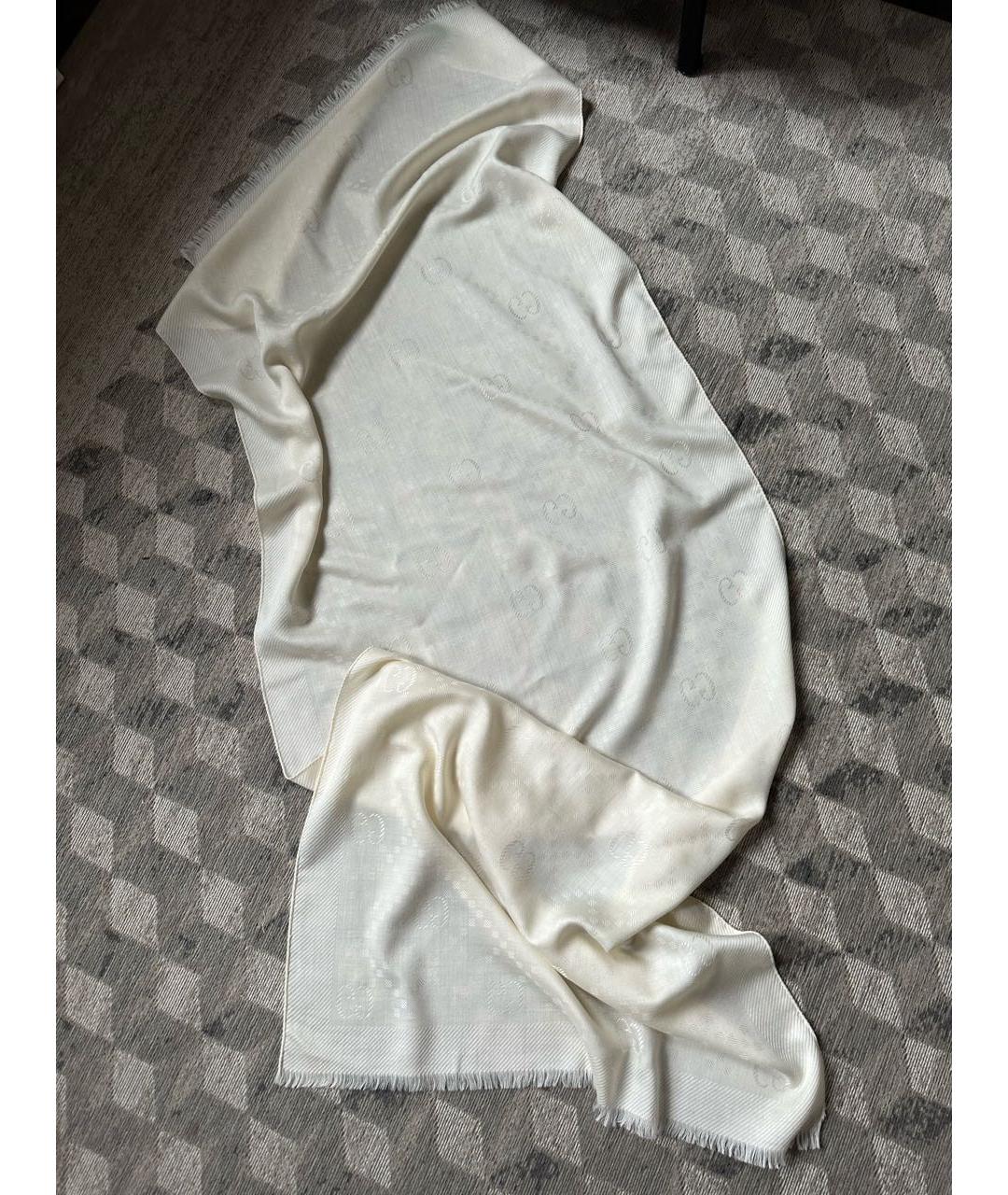 GUCCI Белый шерстяной платок, фото 2