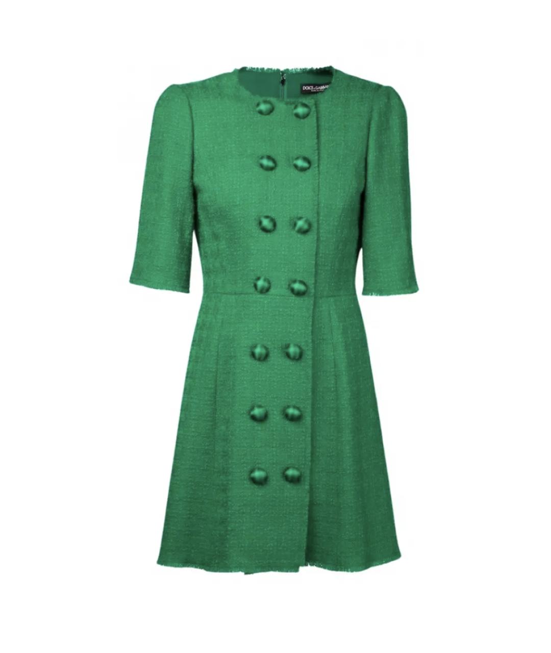 DOLCE&GABBANA Зеленые шерстяное повседневное платье, фото 1
