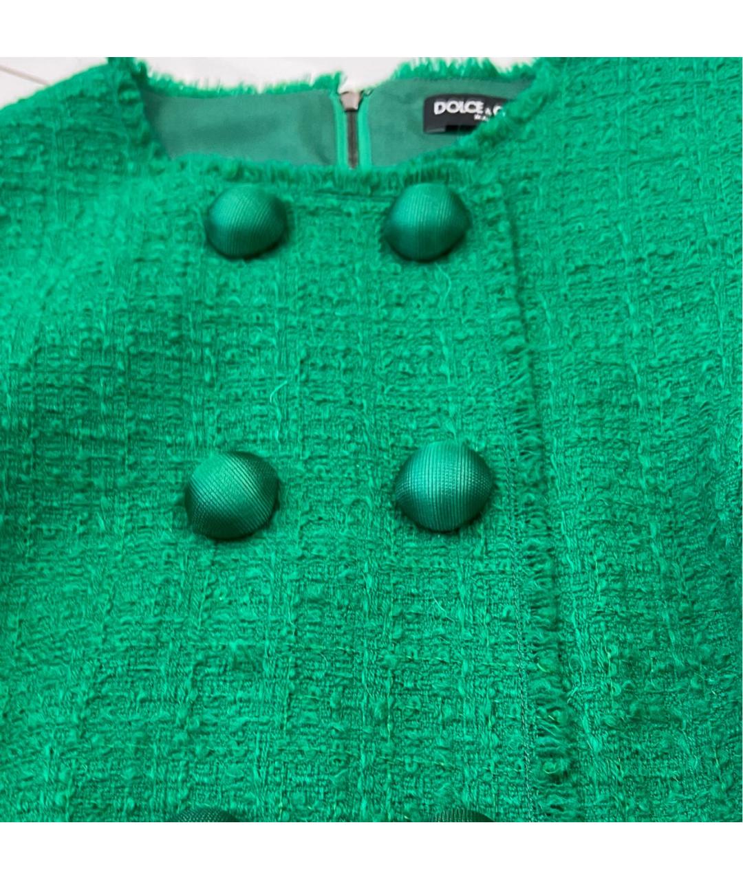 DOLCE&GABBANA Зеленые шерстяное повседневное платье, фото 6