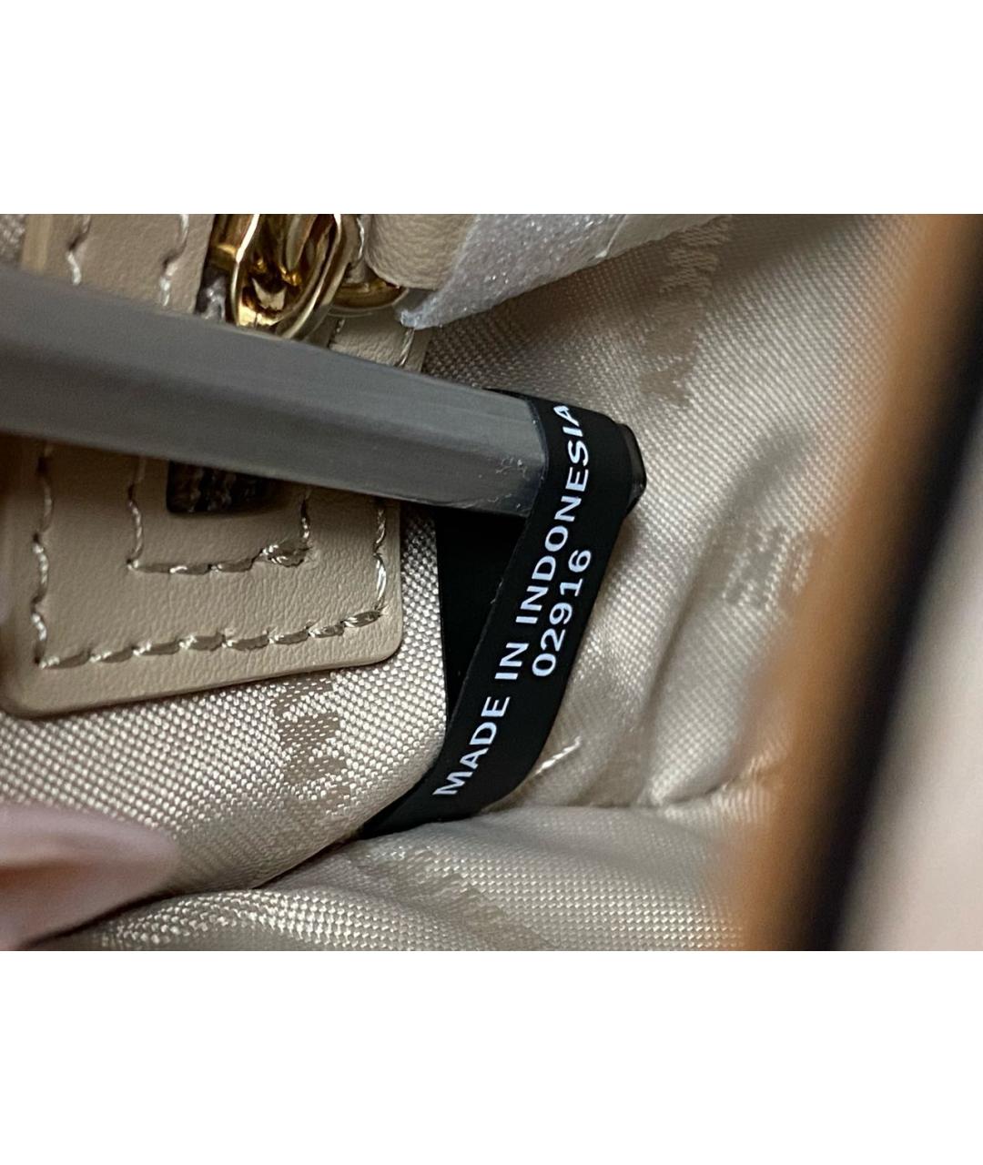 DKNY Бежевая кожаная сумка через плечо, фото 5