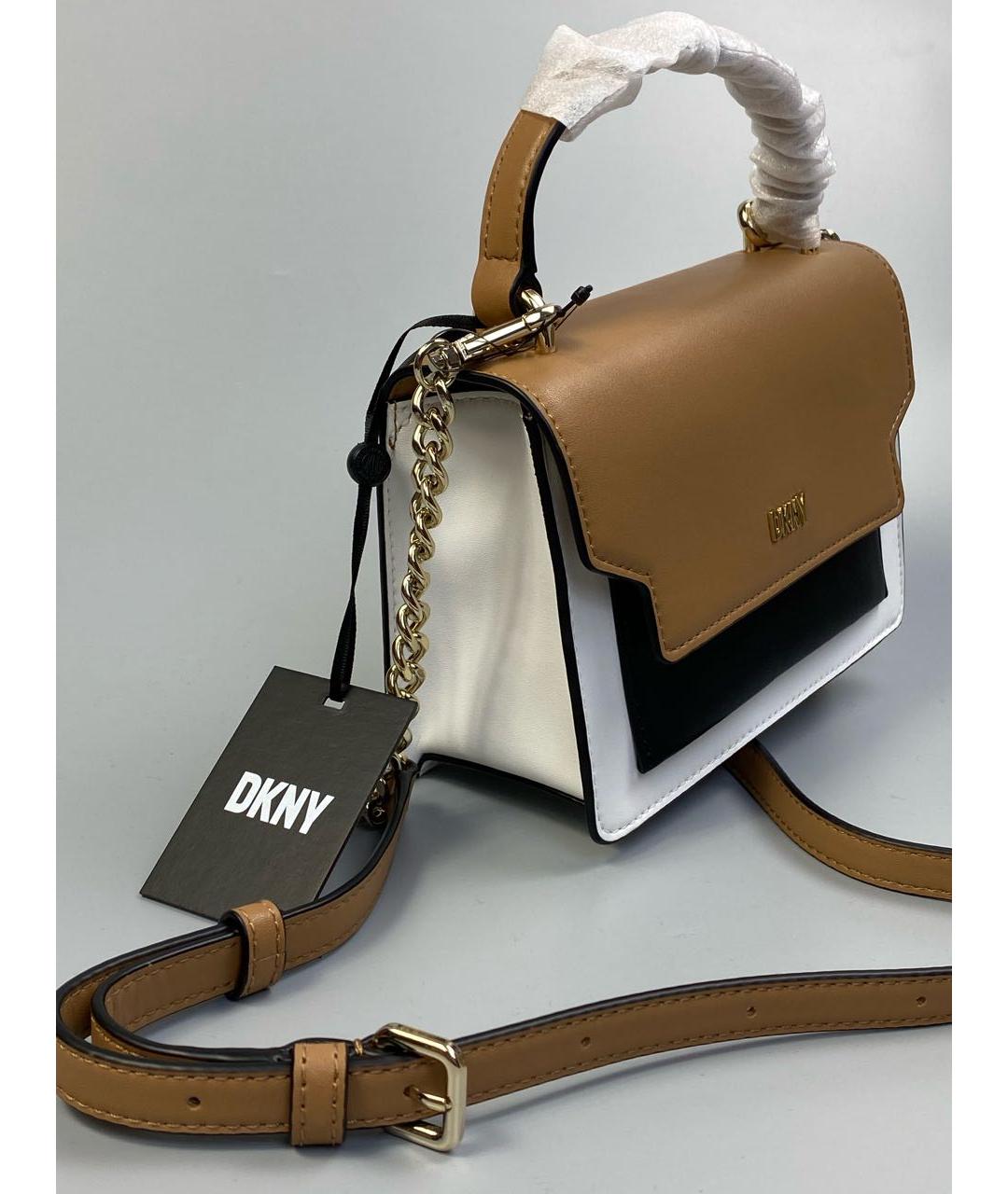 DKNY Бежевая кожаная сумка через плечо, фото 2