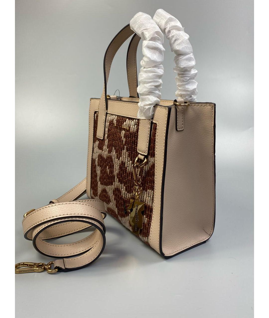 KARL LAGERFELD Бежевая сумка с короткими ручками из искусственной кожи, фото 2