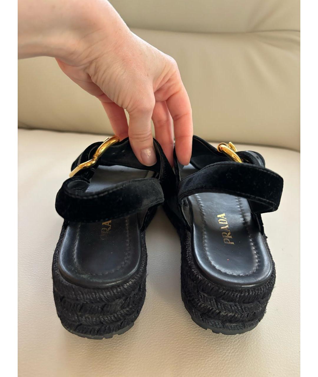 PRADA Черные кожаные сандалии, фото 4