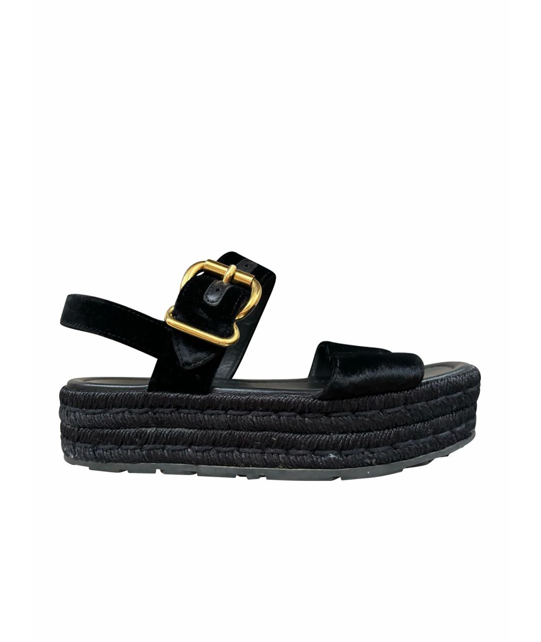 PRADA Черные кожаные сандалии, фото 1