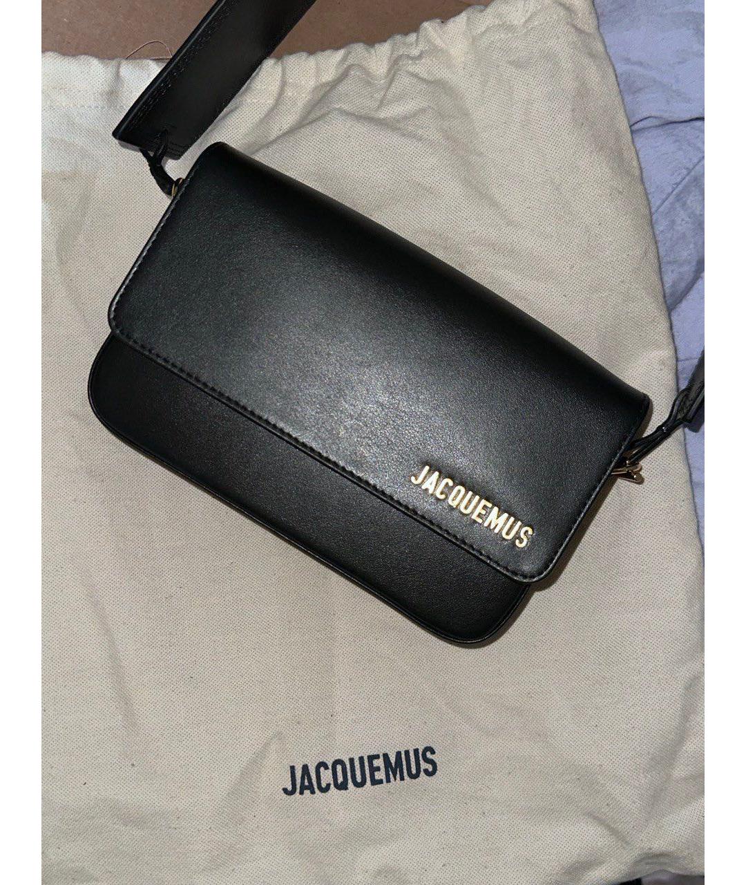 JACQUEMUS Черная кожаная сумка через плечо, фото 4