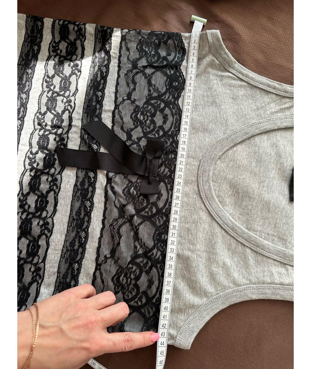 DOLCE&GABBANA Серая хлопко-эластановая майка, фото 8