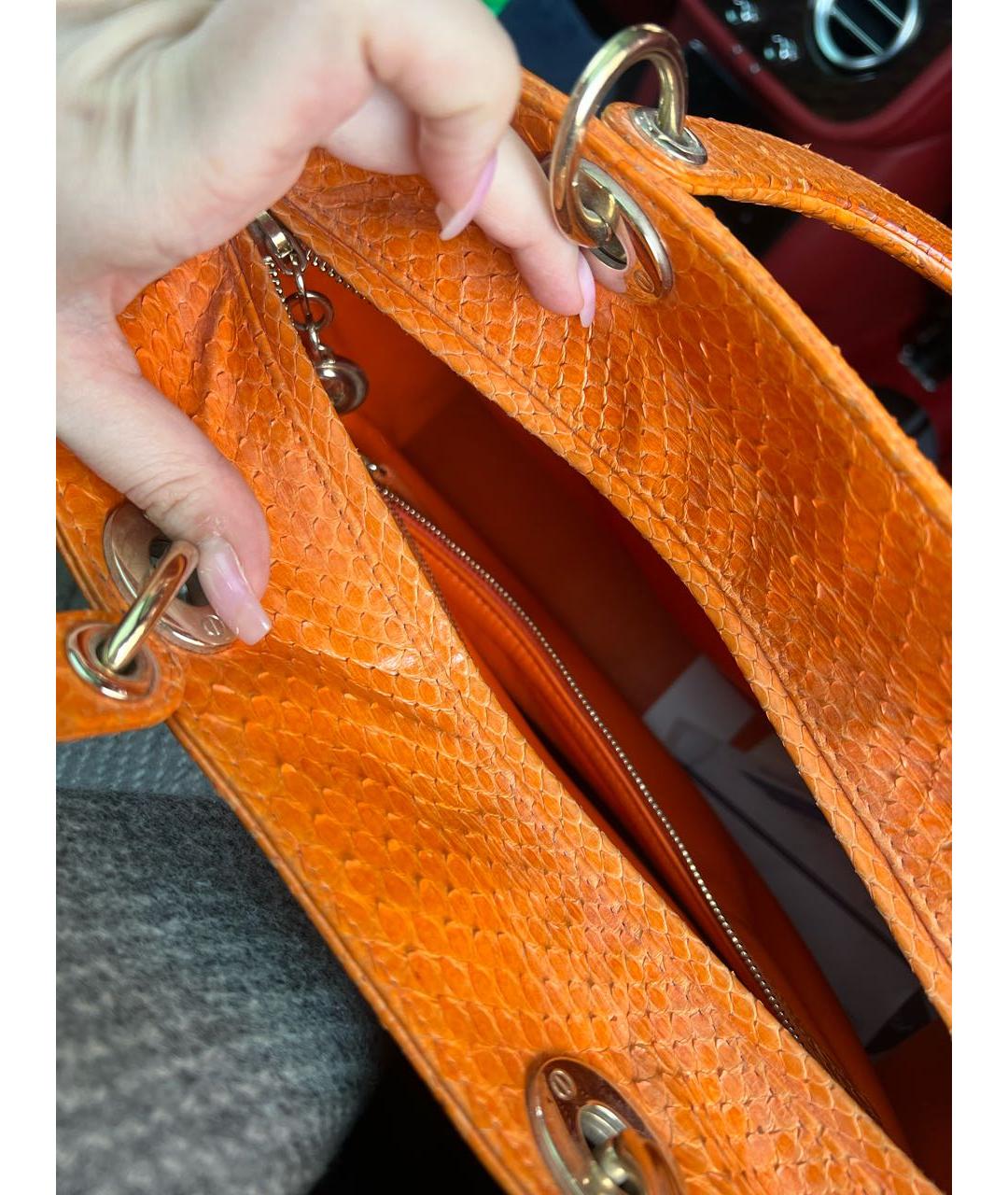 CHRISTIAN DIOR PRE-OWNED Оранжевая сумка тоут из экзотической кожи, фото 4