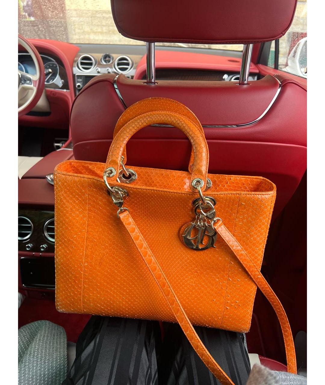 CHRISTIAN DIOR PRE-OWNED Оранжевая сумка тоут из экзотической кожи, фото 5