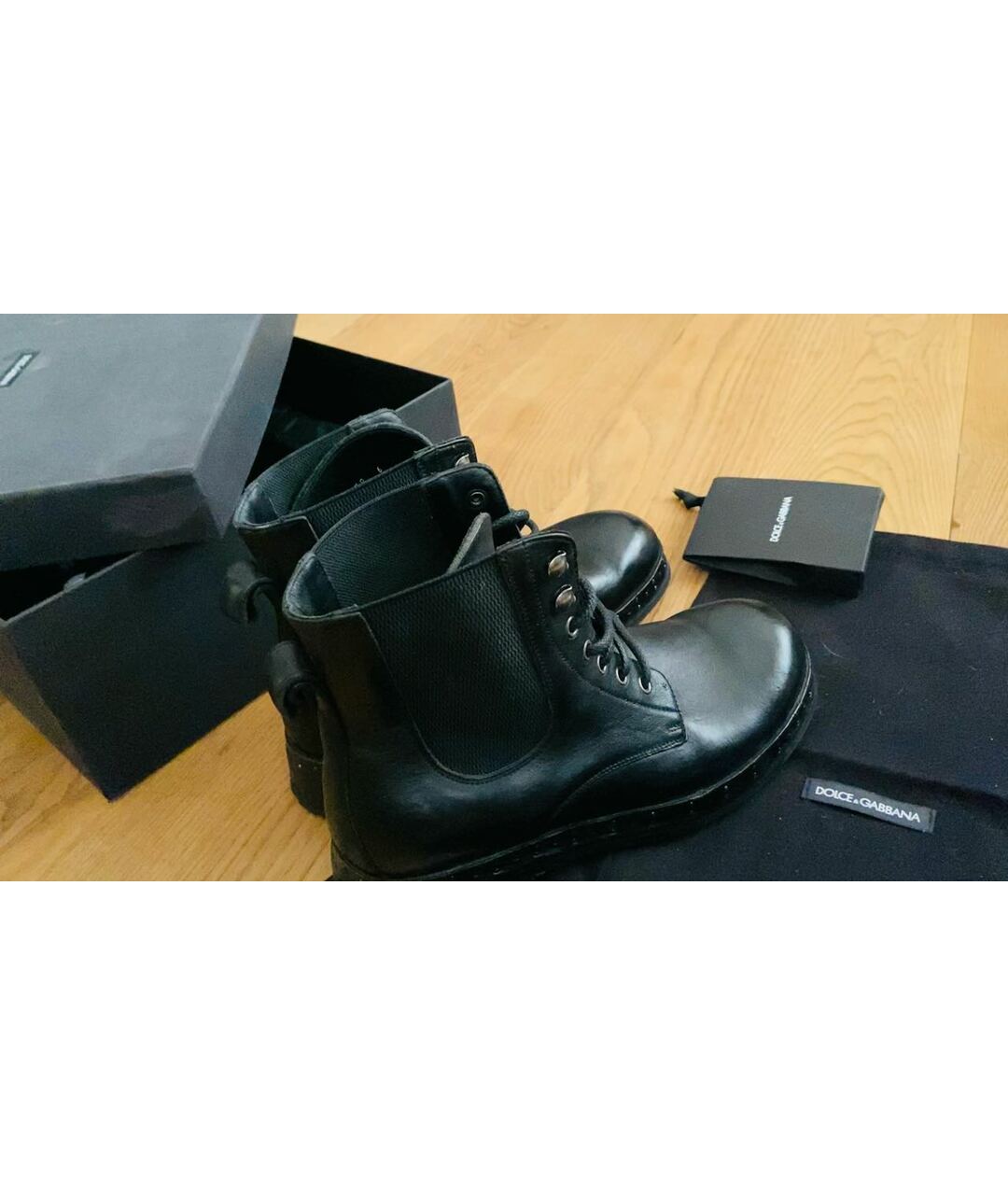 DOLCE&GABBANA Черные кожаные высокие ботинки, фото 5
