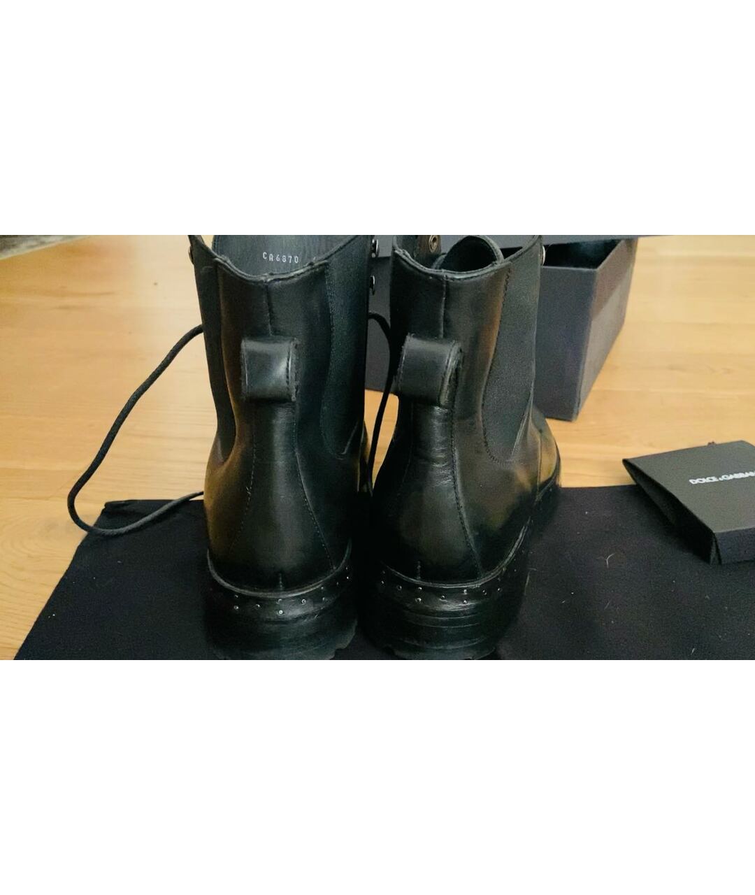 DOLCE&GABBANA Черные кожаные высокие ботинки, фото 2