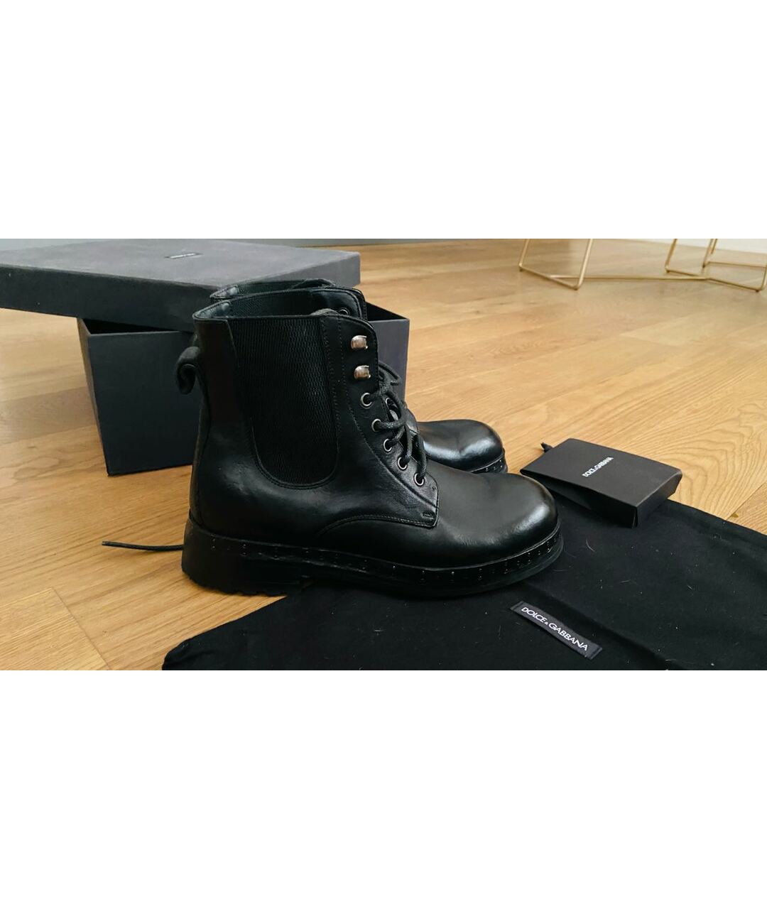 DOLCE&GABBANA Черные кожаные высокие ботинки, фото 4