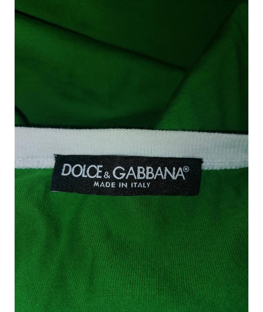 DOLCE&GABBANA Зеленая хлопковая футболка, фото 4