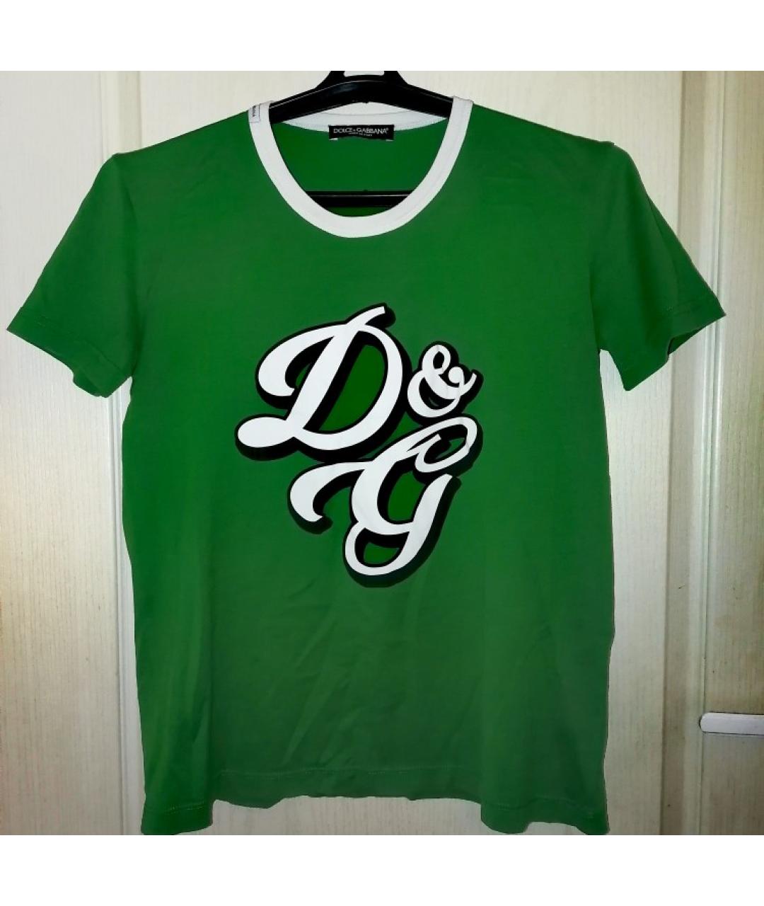 DOLCE&GABBANA Зеленая хлопковая футболка, фото 2