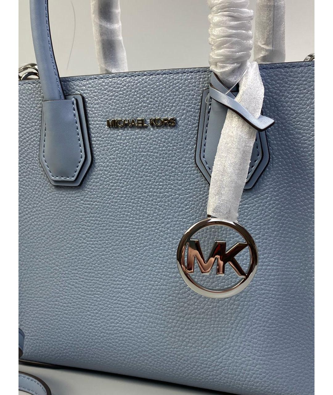 MICHAEL KORS Голубая кожаная сумка с короткими ручками, фото 7