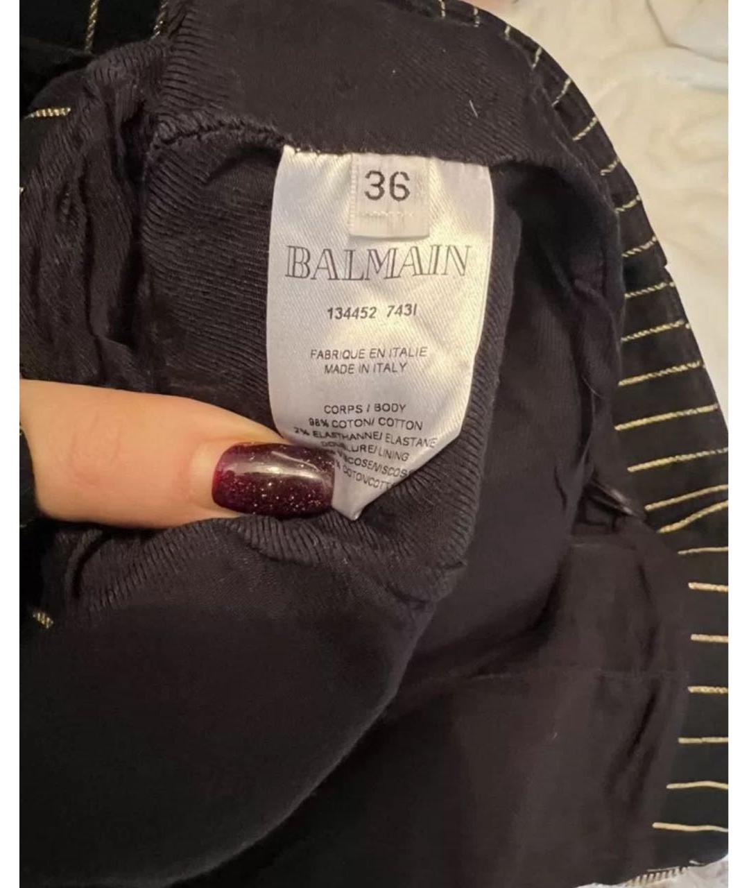 BALMAIN Черная хлопко-эластановая юбка мини, фото 7