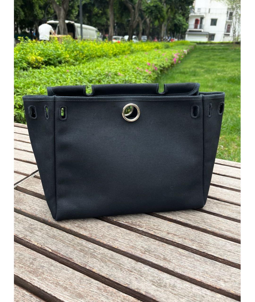 HERMES Коричневая тканевая сумка с короткими ручками, фото 7