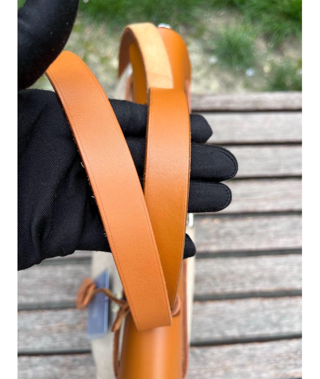 HERMES Коричневая тканевая сумка с короткими ручками, фото 8