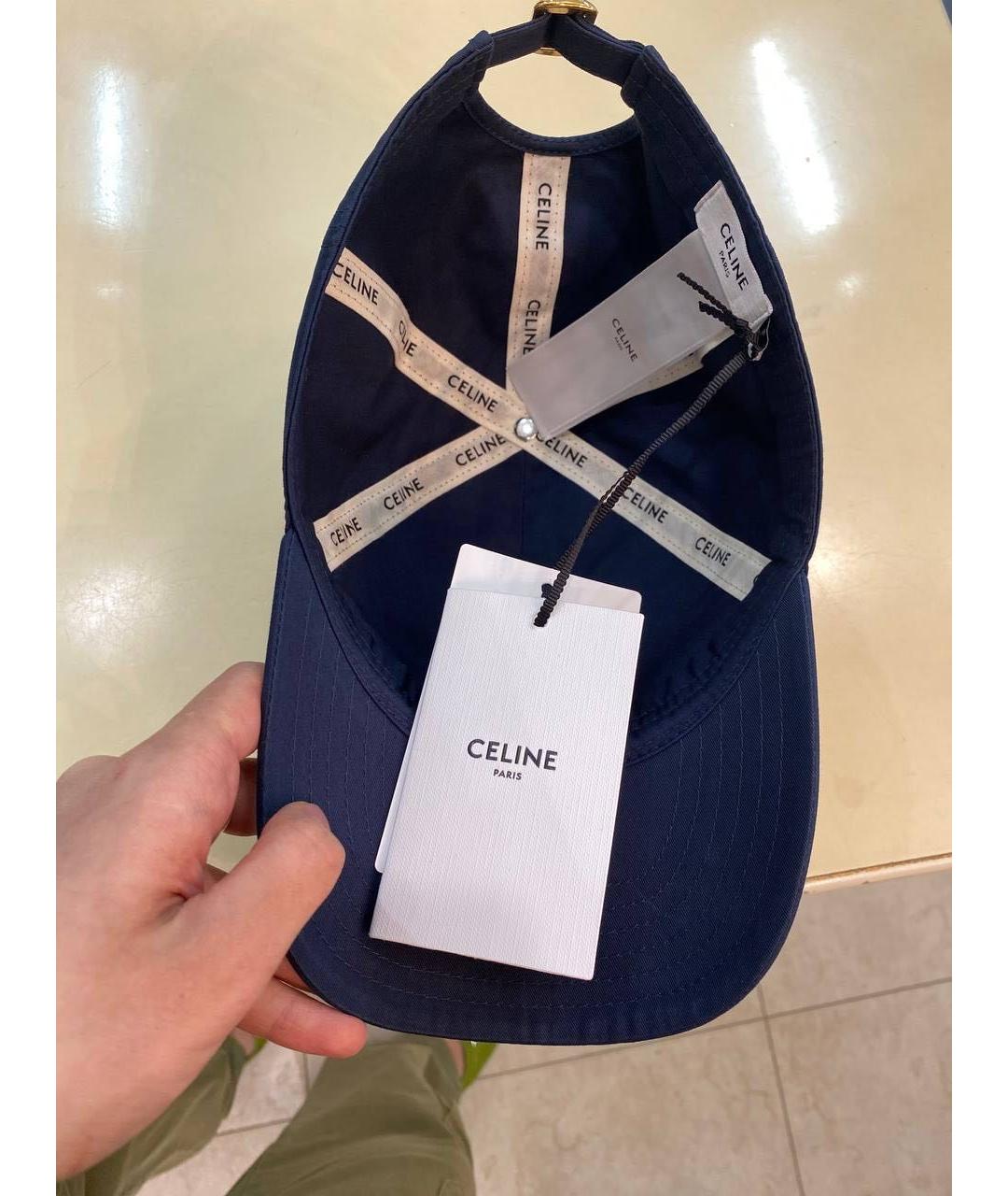 CELINE PRE-OWNED Темно-синяя хлопковая кепка, фото 6