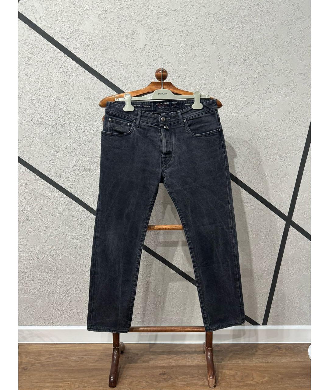 JACOB COHEN Черные хлопко-эластановые джинсы скинни, фото 9