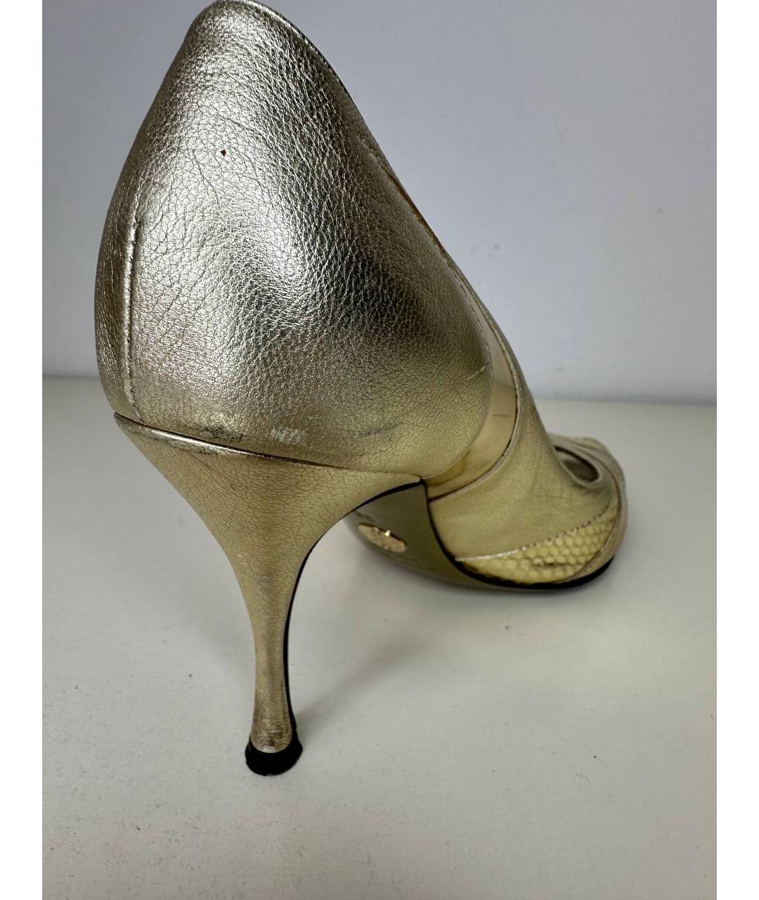 DOLCE&GABBANA Золотые кожаные туфли, фото 7