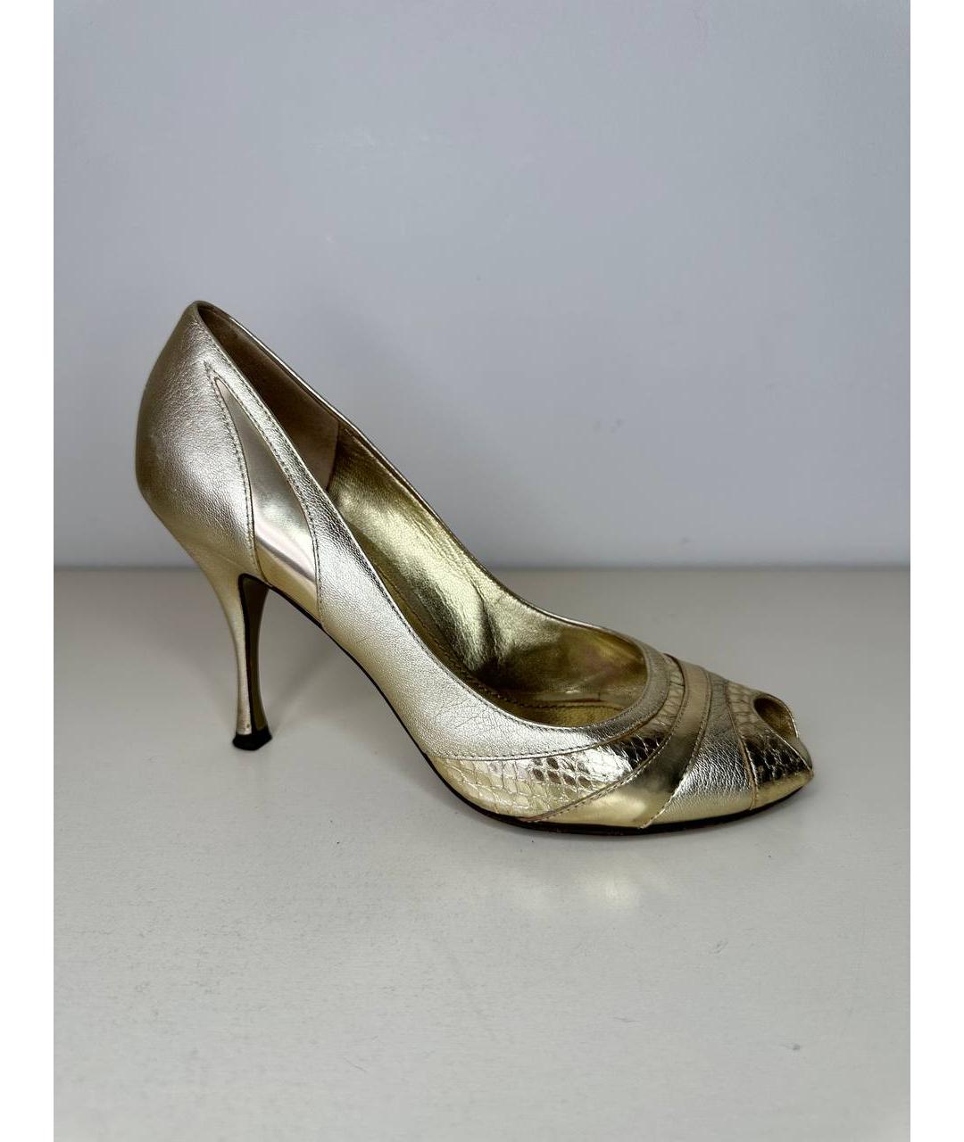 DOLCE&GABBANA Золотые кожаные туфли, фото 8