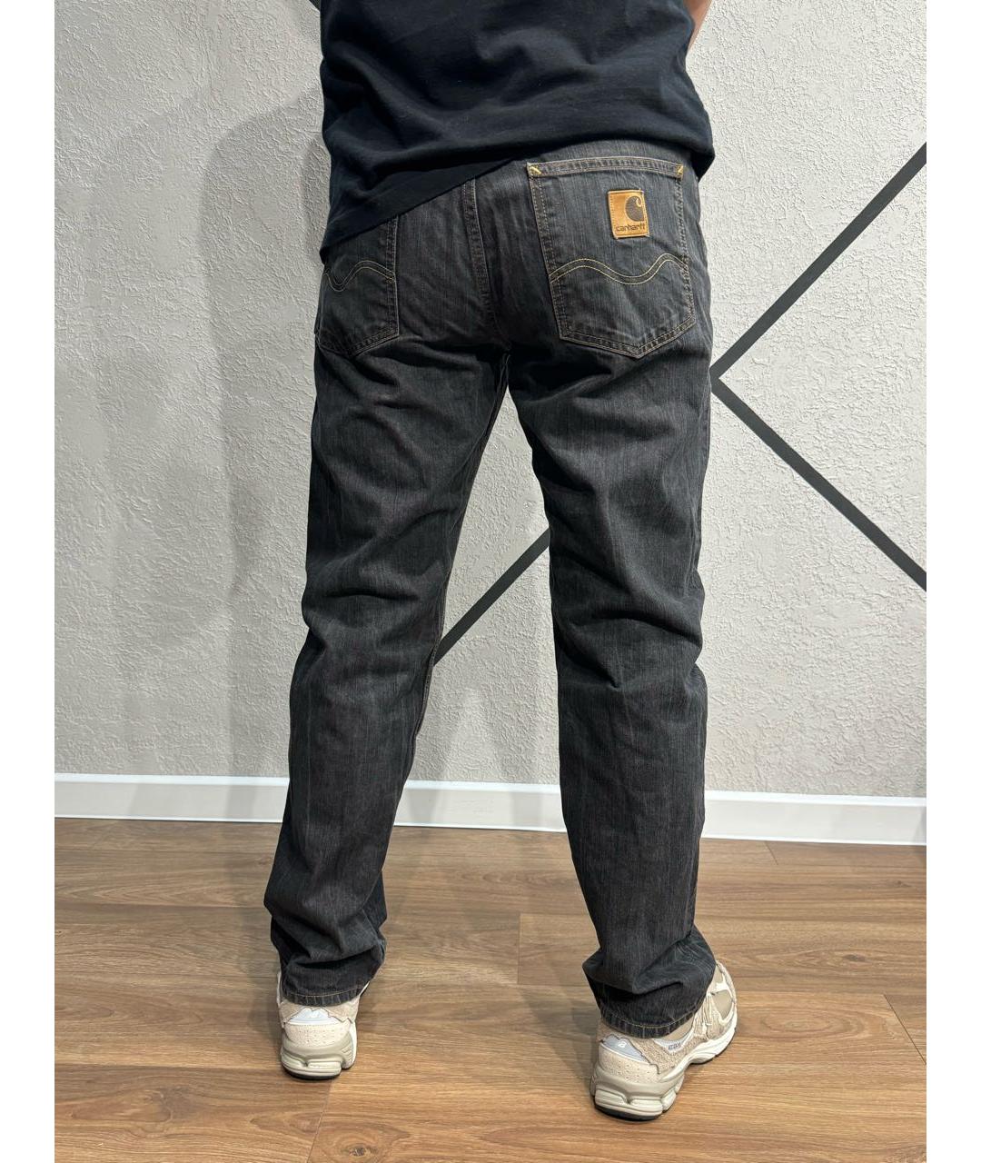 CARHARTT Антрацитовые хлопковые прямые джинсы, фото 7