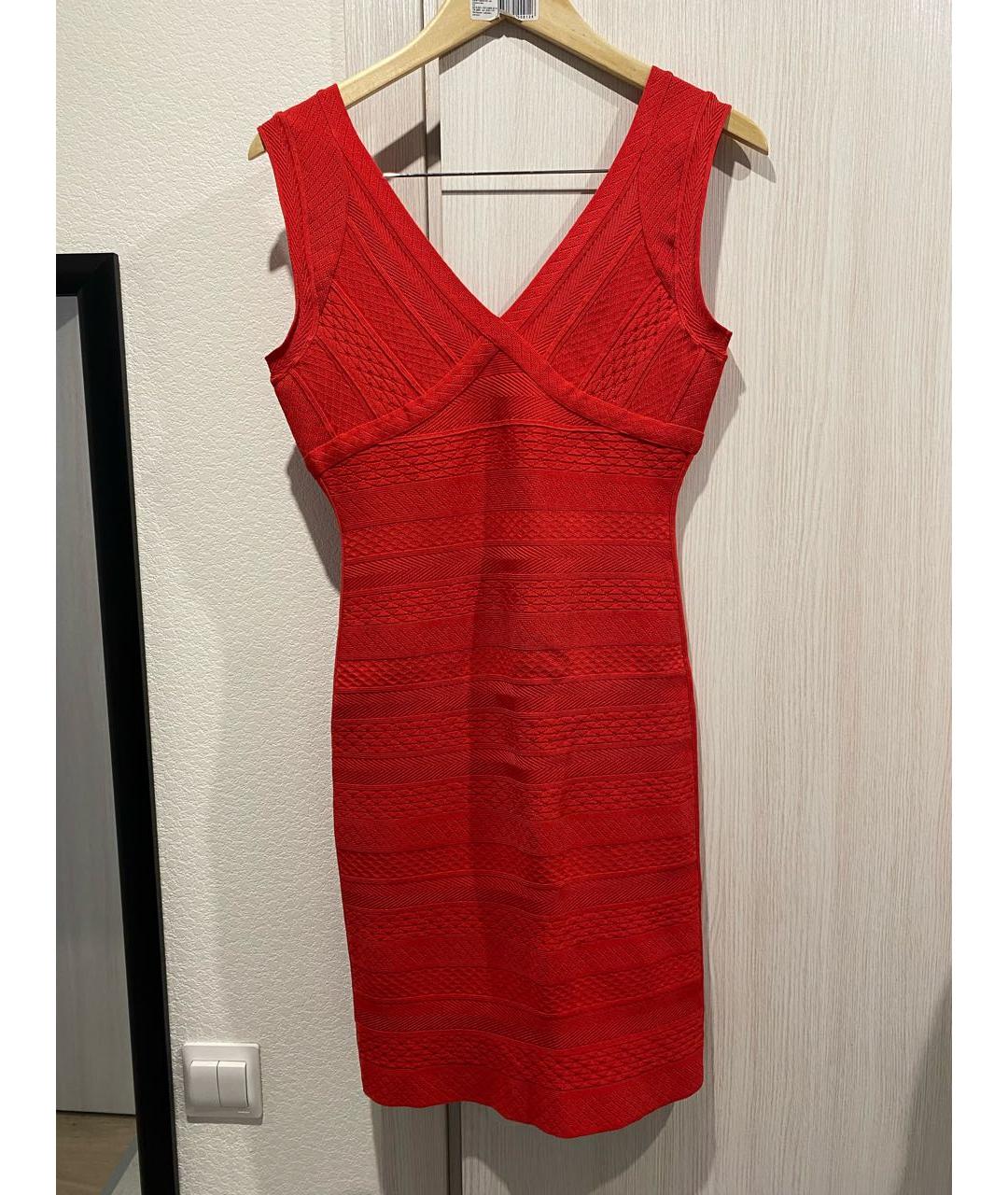 HERVE LEGER Красное коктейльное платье, фото 3