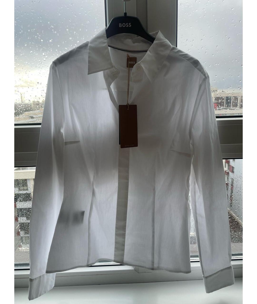 HUGO BOSS Белая хлопко-эластановая рубашка, фото 7