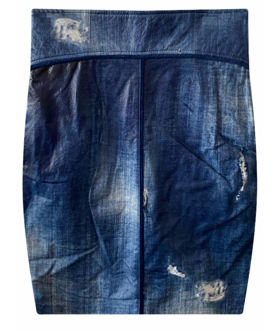 CAVALLI CLASS Синяя вискозная юбка мини, фото 1
