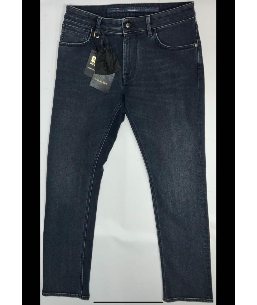 STEFANO RICCI Темно-синие хлопко-эластановые джинсы скинни, фото 9