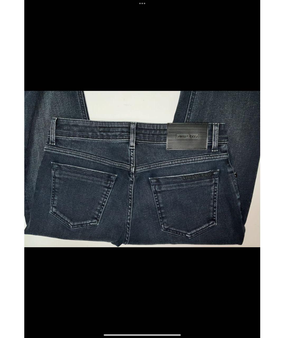 STEFANO RICCI Темно-синие хлопко-эластановые джинсы скинни, фото 3